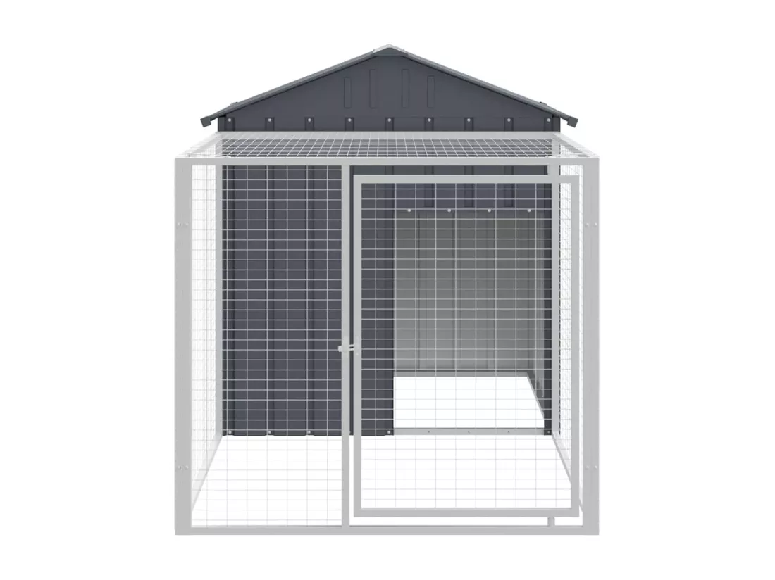 Poulailler avec cour anthracite 117x201x123 cm acier galvanisé