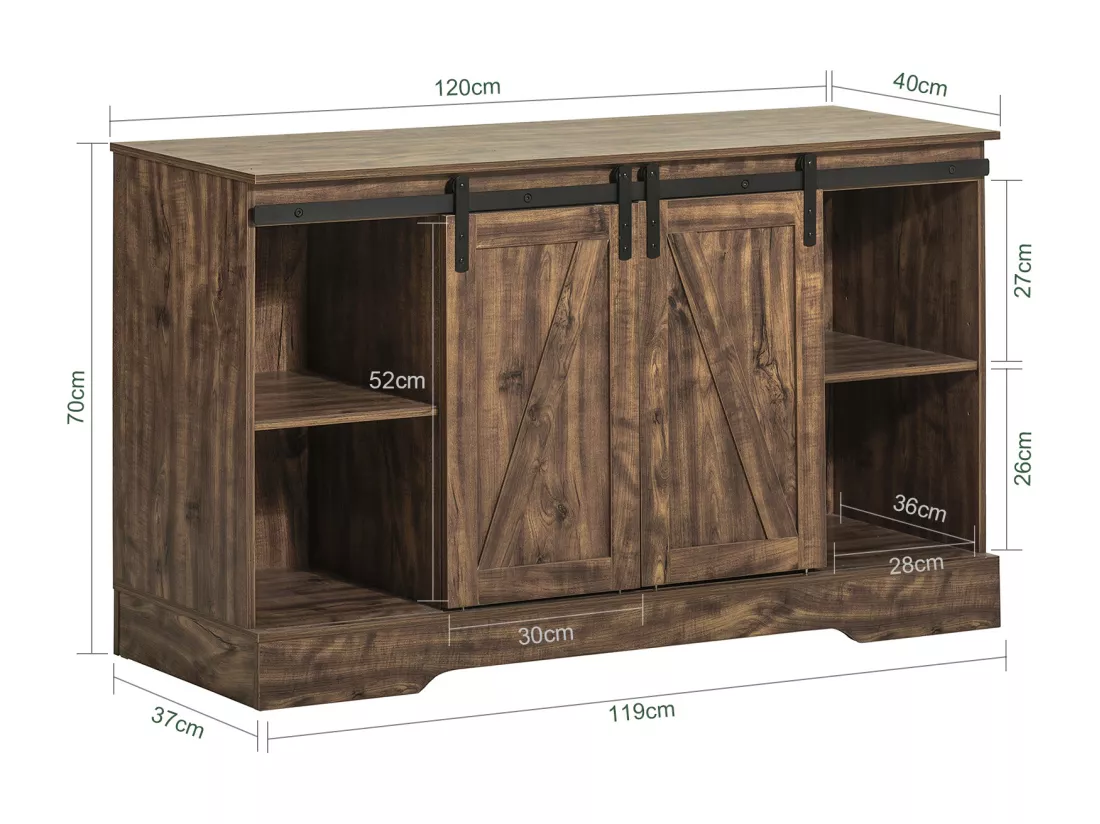 Meuble Bas Placard de Rangement Commode avec Porte de Grange Coulissante, FSB60-N