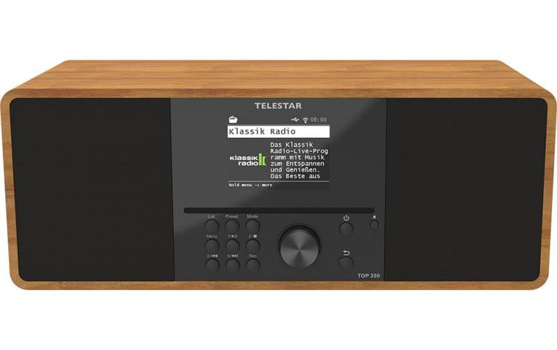 Internet Radio TOP 300 Braun/Holz<br>Stereo-Radio mit CD-Player, DAB+/FM und Internetradio