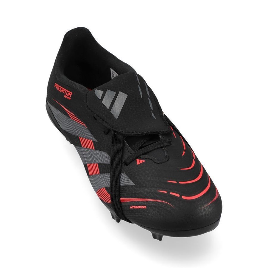 adidas Predator League Fold-over Tongue FG Stealth Victory - Noir/Gris/Lucid Red Enfant