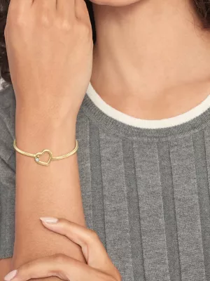 Pulseira banhada a ouro com coração e cristais