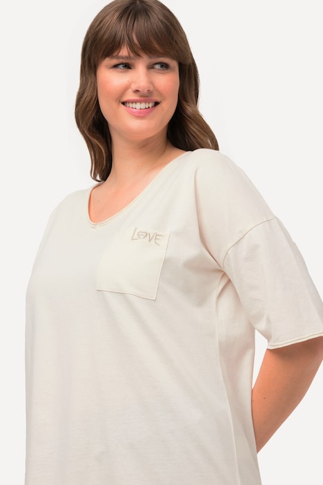 Loungewear-Shirt, Rollkante, Oversized, Rundhals, Halbarm