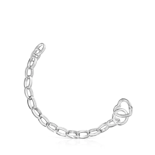 Conjunto de pulseira e colar em prata e couro