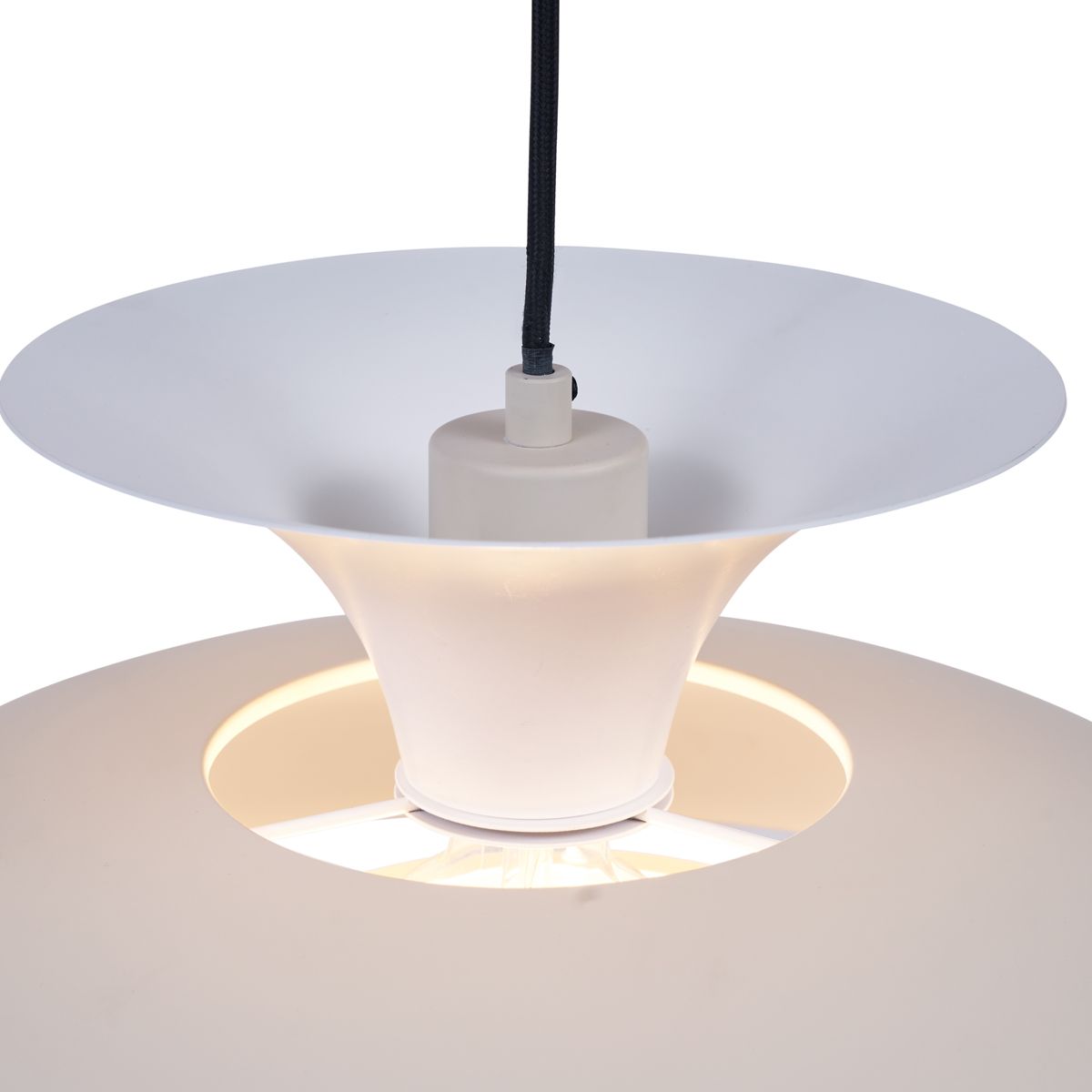 Scandinavische hanglamp beige met witte binnenkant - Titus