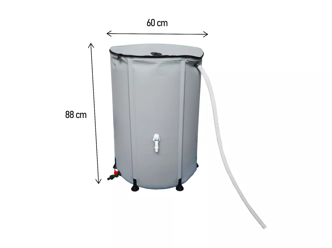 Récupérateur d'eau souple en PVC 250 L - Gris