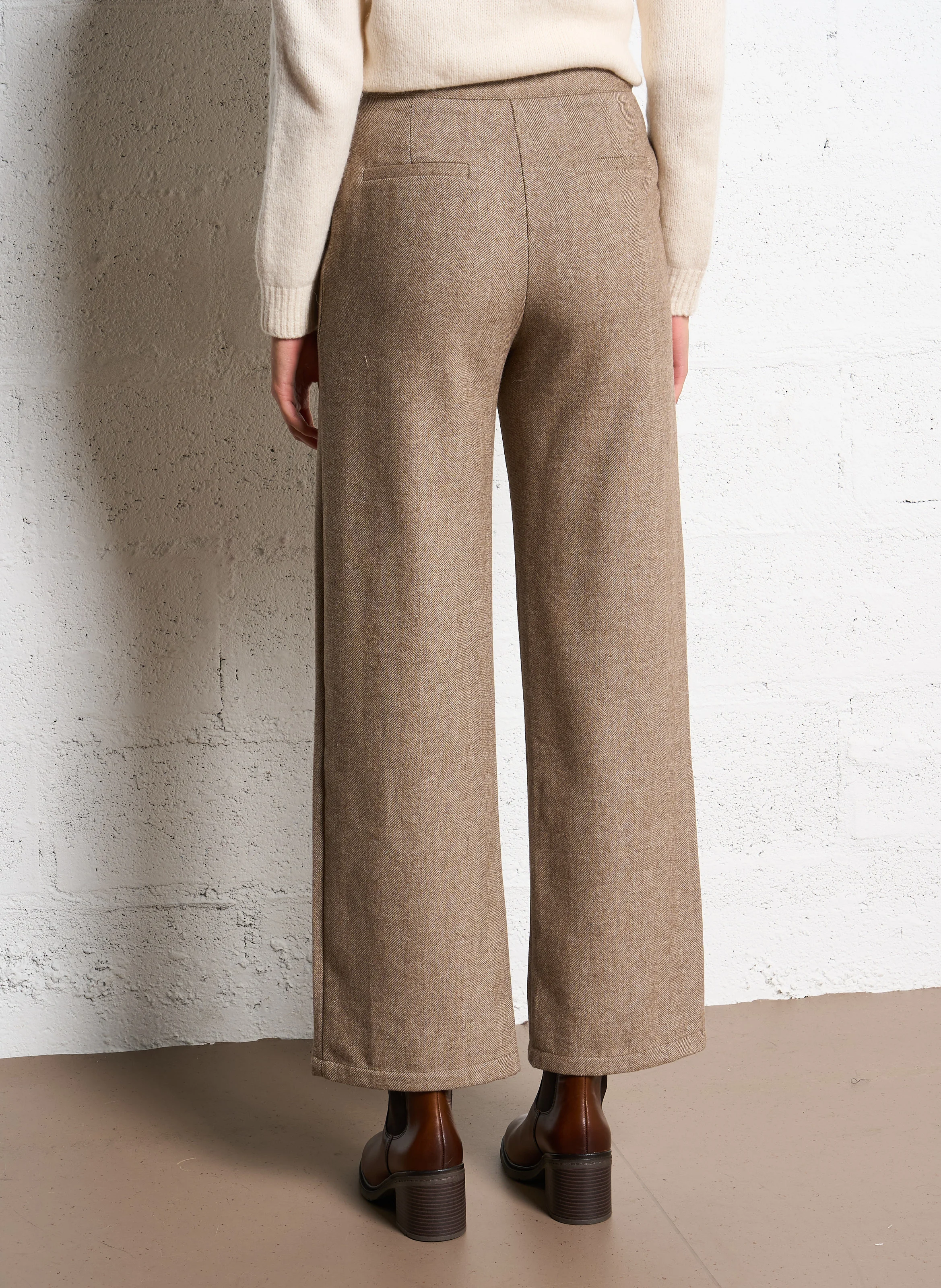 PHOEBE - Pantalon droit en laine mélangée | Marron