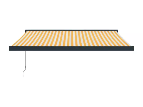 Auvent rétractable jaune et blanc 3,5x2,5 m tissu et aluminium