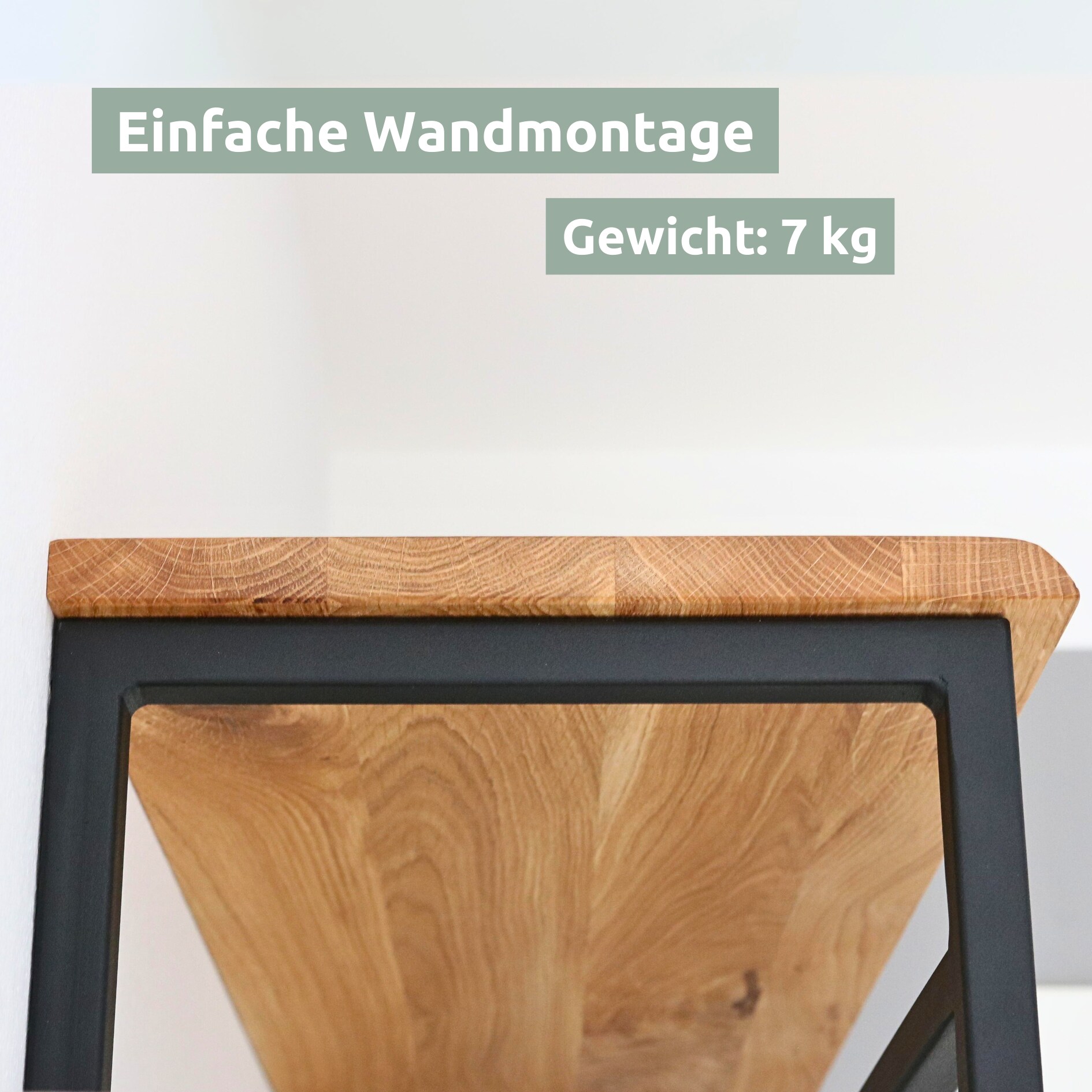 holz4home® Wandgarderobe mit Ablage aus Eiche und Metall - Kleidergarderobe Flur | mit Baumkante