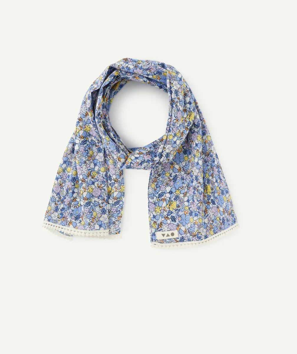 FOULARD 3 EN 1 BÉBÉ FILLE IMPRIMÉ FLEURI ET DÉTAILS EN CROCHET