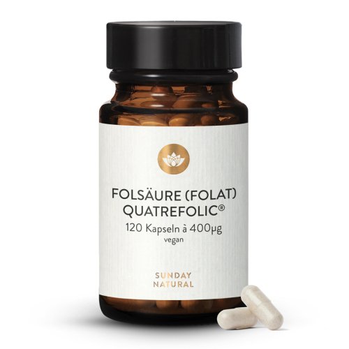 Sunday Natural Products  Folsäure (Folat)Quatrefolic ® 400µg