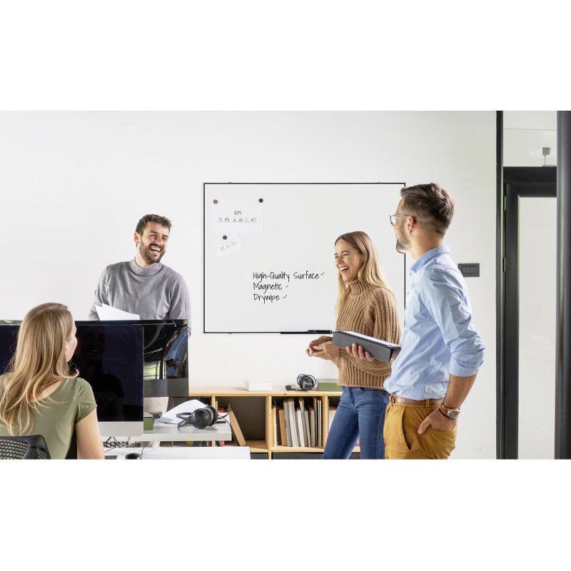 Tableau blanc magnetique Suri cadre noir 178 x 88 cm Bi-Office