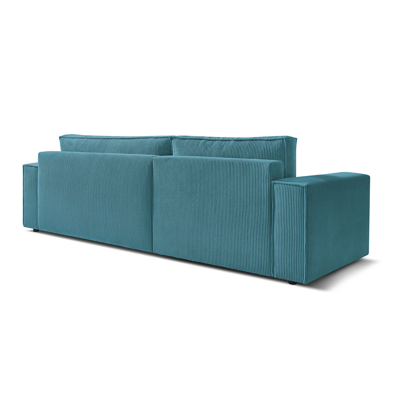 Bobochic Canapé d'angle convertible reversible Nihad en velours côtelé bleu foncé - 282x153 cm