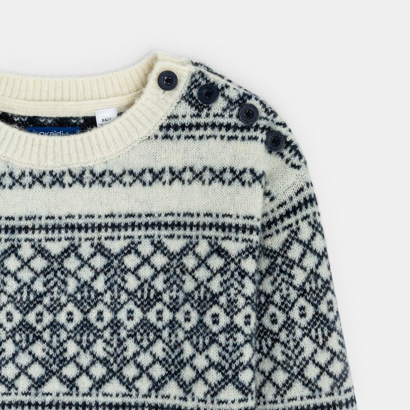 Pull garçon jacquard blanc