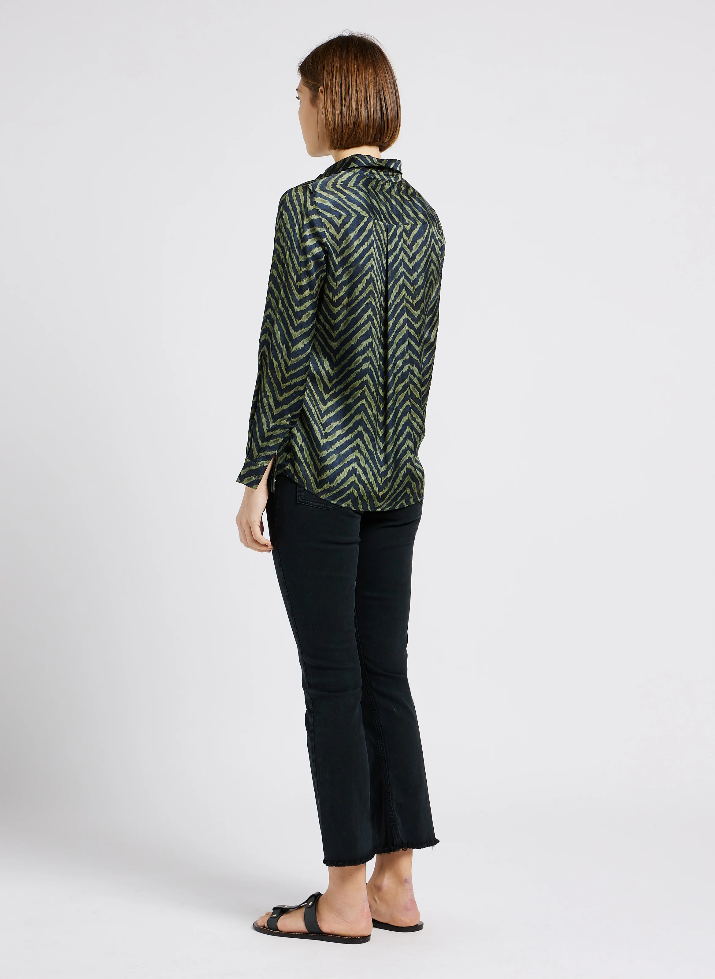 CARA - Jean flare en coton mélangé | Noir