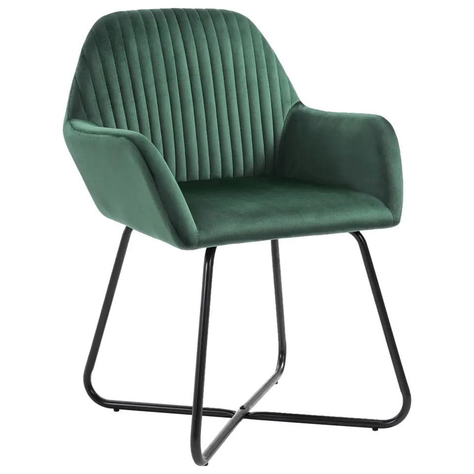 vidaXL - Eetkamerstoel - Groen - Stof - 2 stuks
