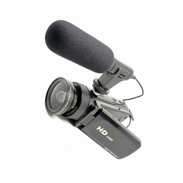 HD digitalkamera med vidvinkelobjektiv Sort