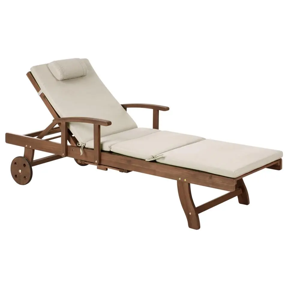 AMANTEA PREMIUM II - Tuinligstoel - Taupe - Acaciahout