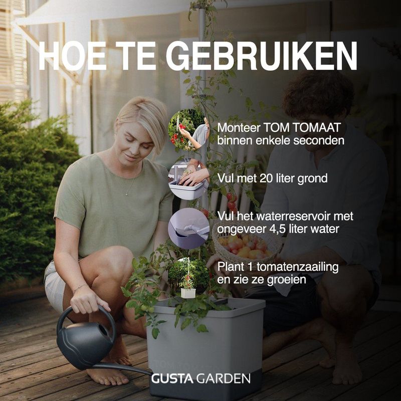 Gusta Garden - Tom Tomato - Tomaten Planten - Tomaten Plantenbak met Watertank - Kweekbak - Kweektafel - Lichgrijs