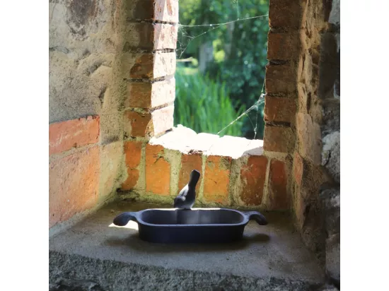 Mangeoire à oiseaux abreuvoir jardin fonte grise 26cm