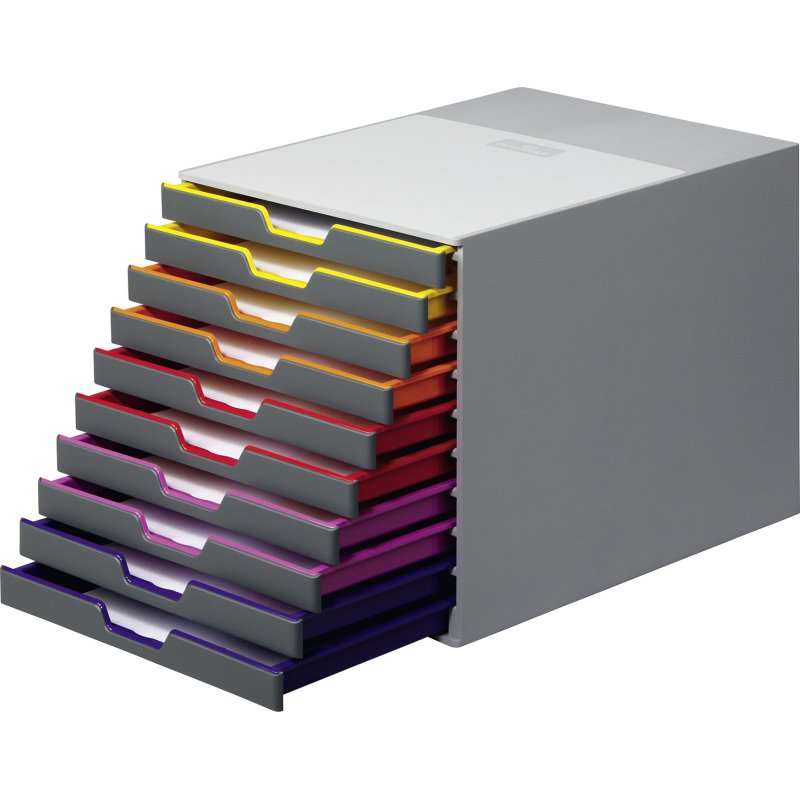 Module de classement Durable Varicolor® 10 tiroirs liseré de couleur
