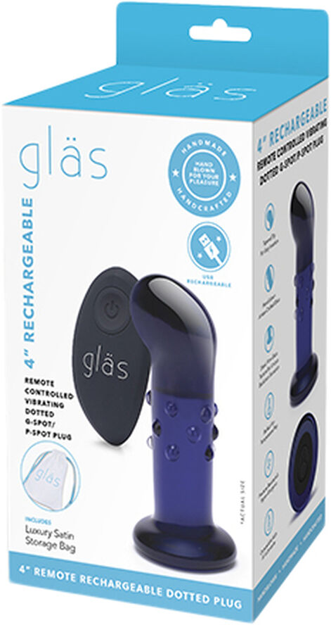 Gläs GLAS - RECHARGEABLE REMOTE CONTROLLED VIBRATING DOTTED G-SP Black