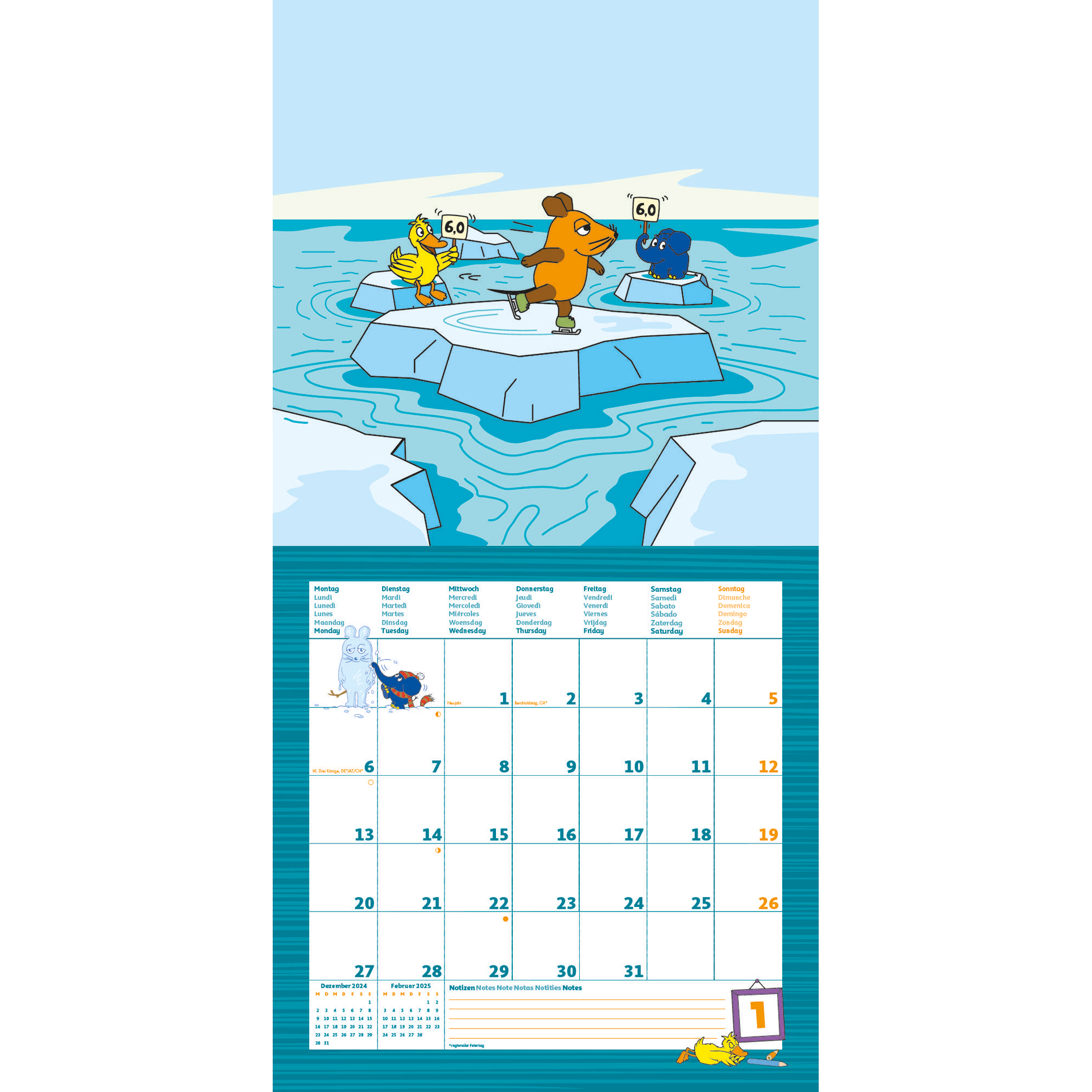Broschürenkalender 2025 - mehrfarbig - Die Maus - 30x30 cm