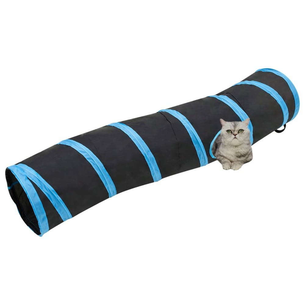 Tunnel pour chats en forme de s noir et bleu 122 cm polyester