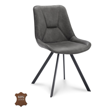 Eetkamerstoel Brett Bull graphite grijs leer