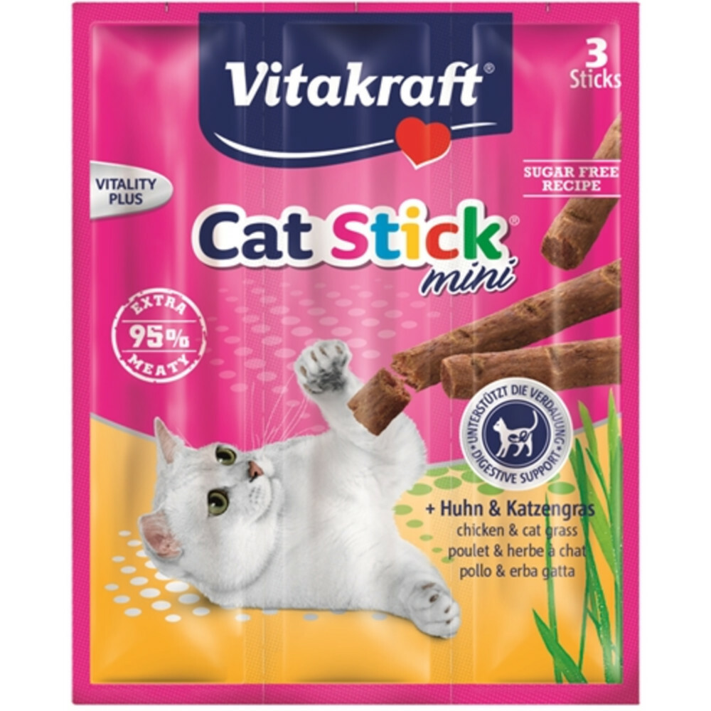 Vitakraft Cat-stick Mini Kip - Kattengras3 stuks