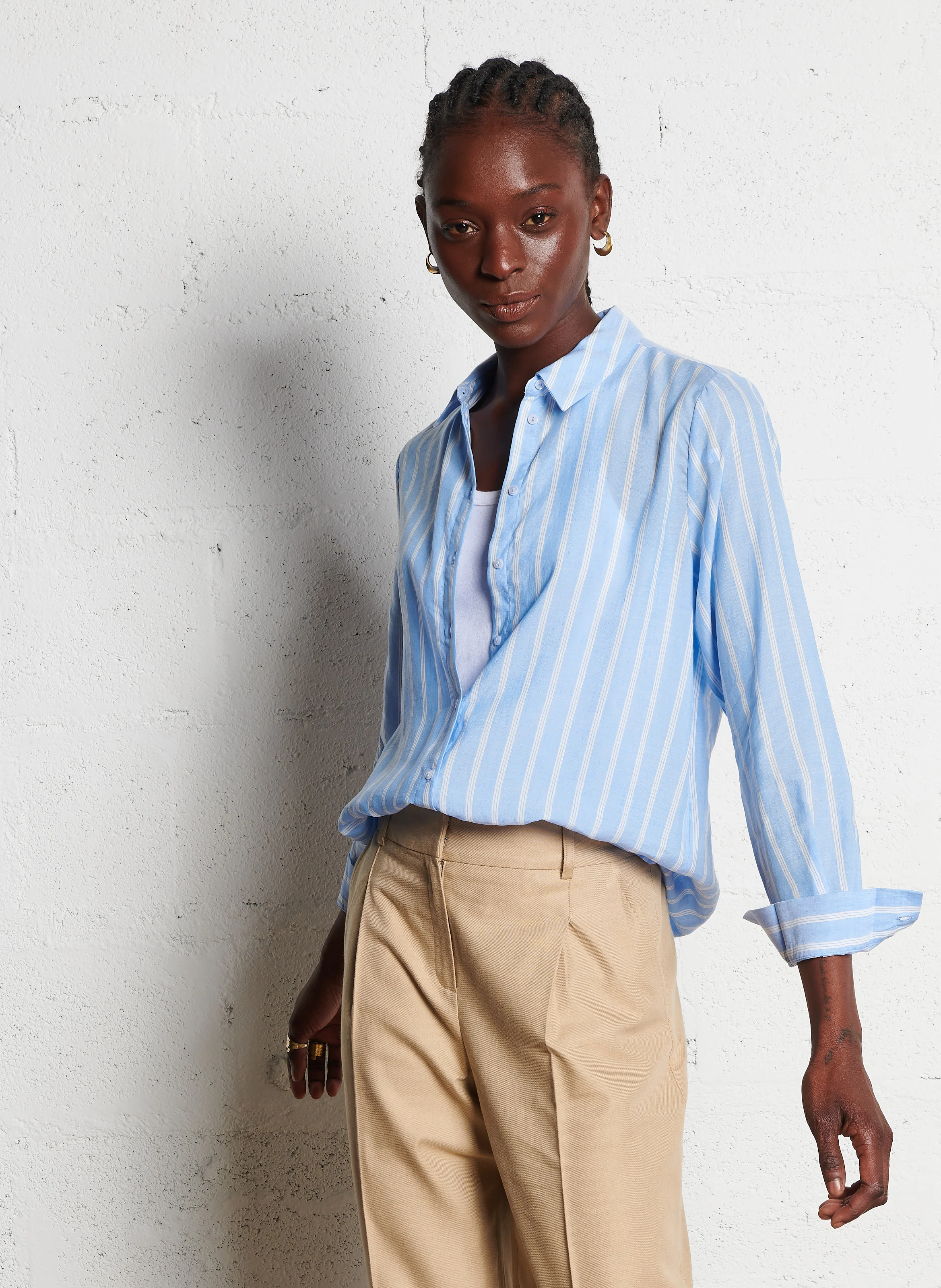 CARLA - Chemise droite à col classique | Bleu