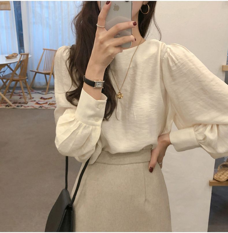 JOWI - Effen blouse met pofmouwen