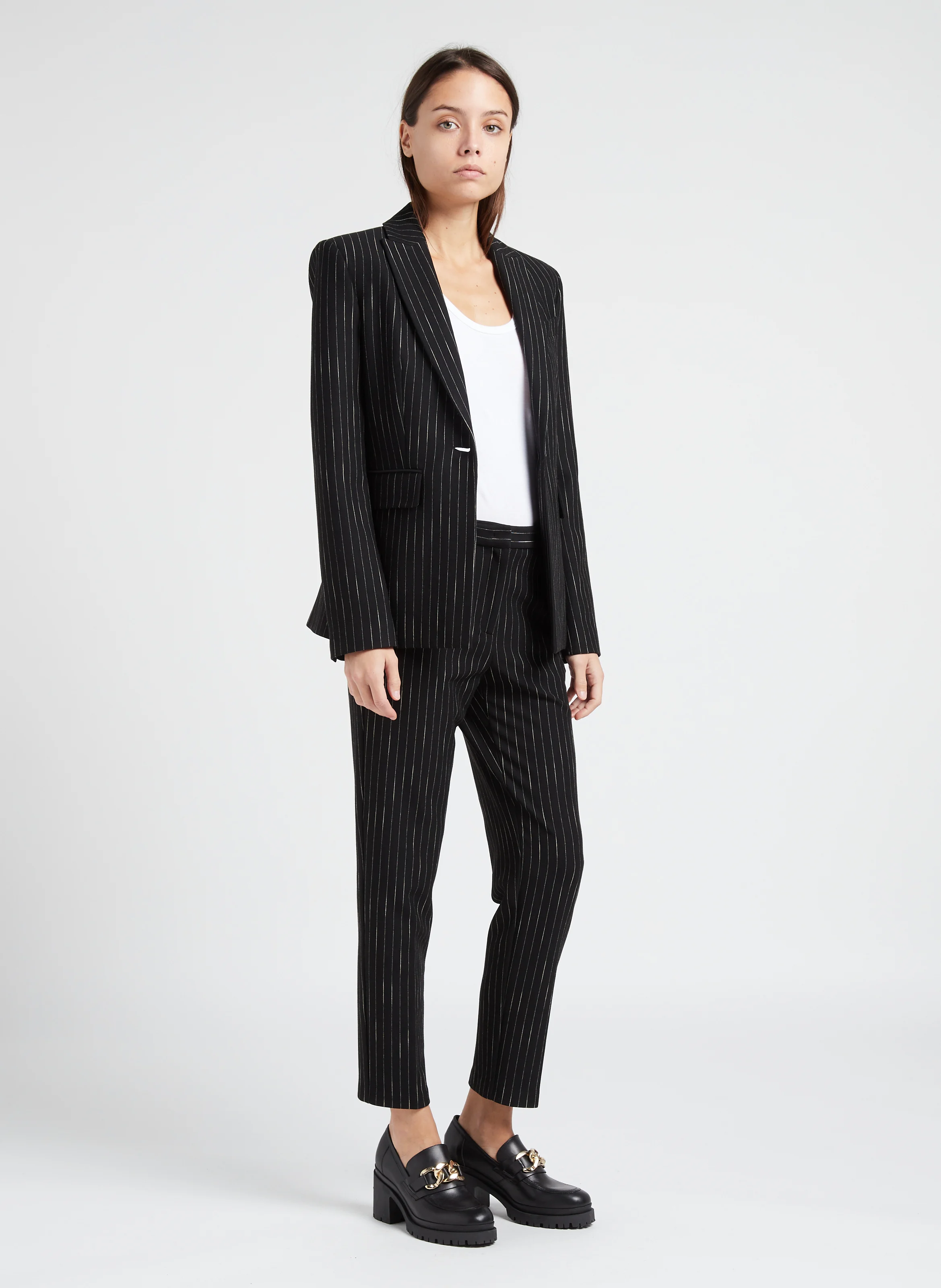 HUMAHUACA - Veste tailleur cintrée à rayures | Noir