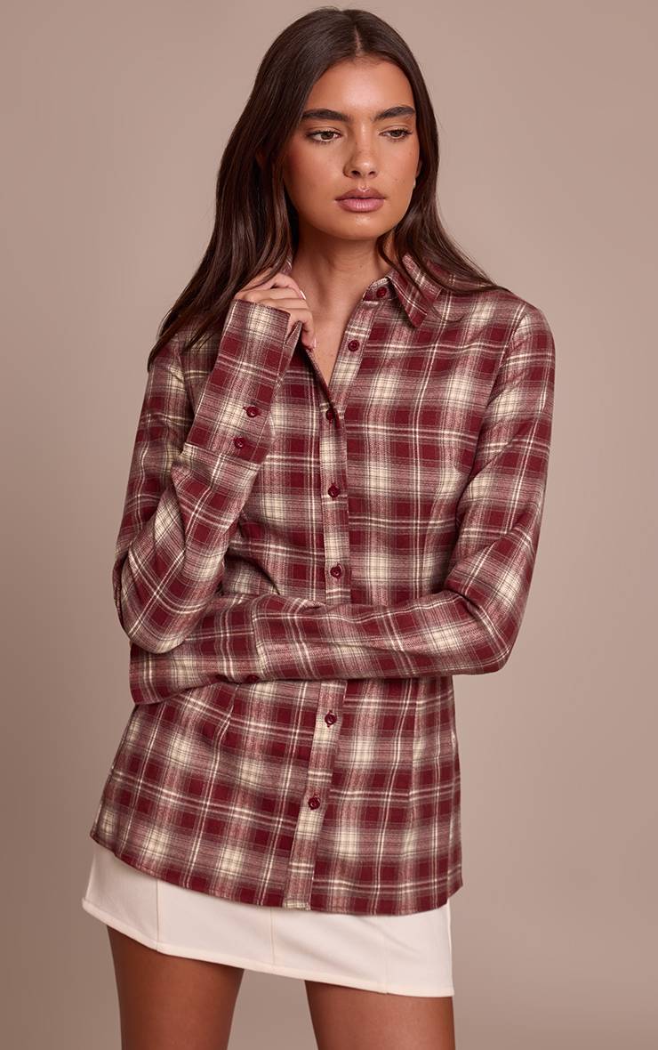 Rouille Chemise Ajustée À Carreaux Brossés