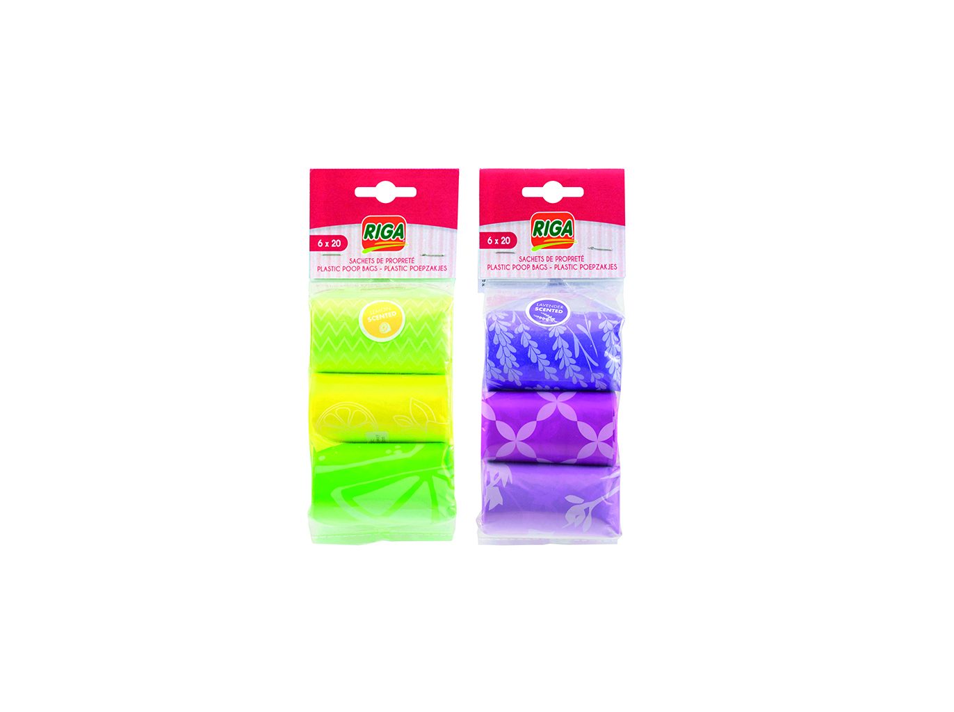 SACOS HIGIÉNICOS RIGA PERFUMADOS 6X20 UNIDADES CORES SORTIDAS
