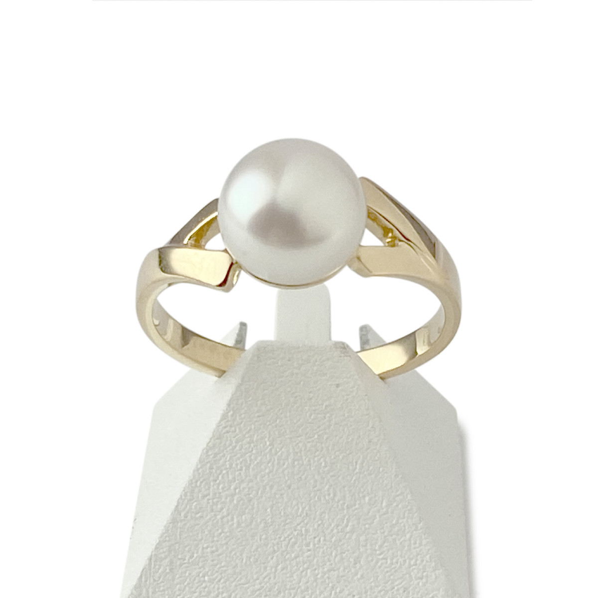 Bague d'occasion or 750 jaune perle de culture de chine