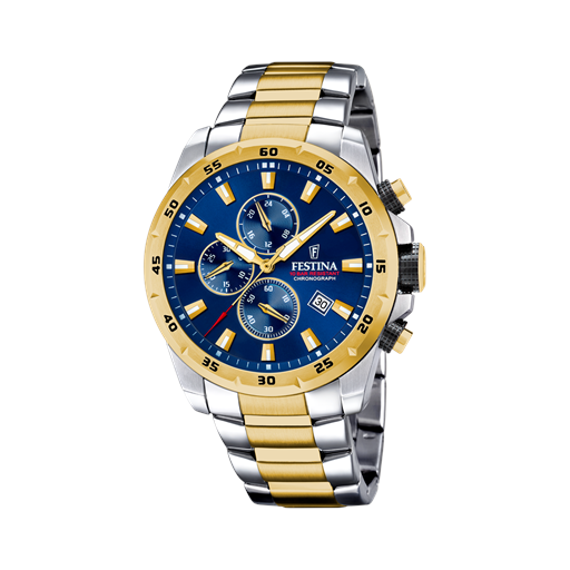 Festina Chrono Sport 20562 Herreur, Steel/Gold/Blue, 45,05 mm