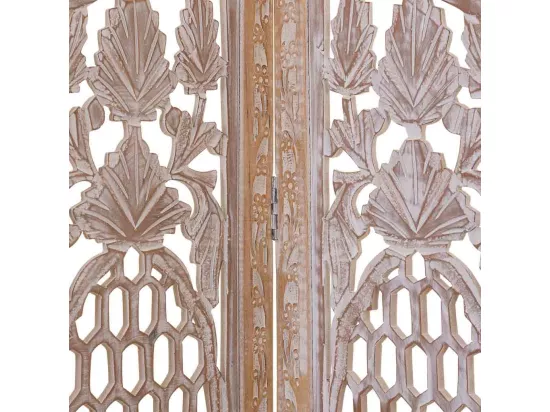 Paravent artisanal en bois marron 38(x4)x2,5x180h