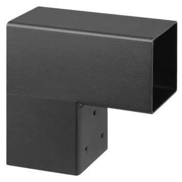 Paalverbinder voor pergola hoekstuk 2-kants 7x7 cm zwart