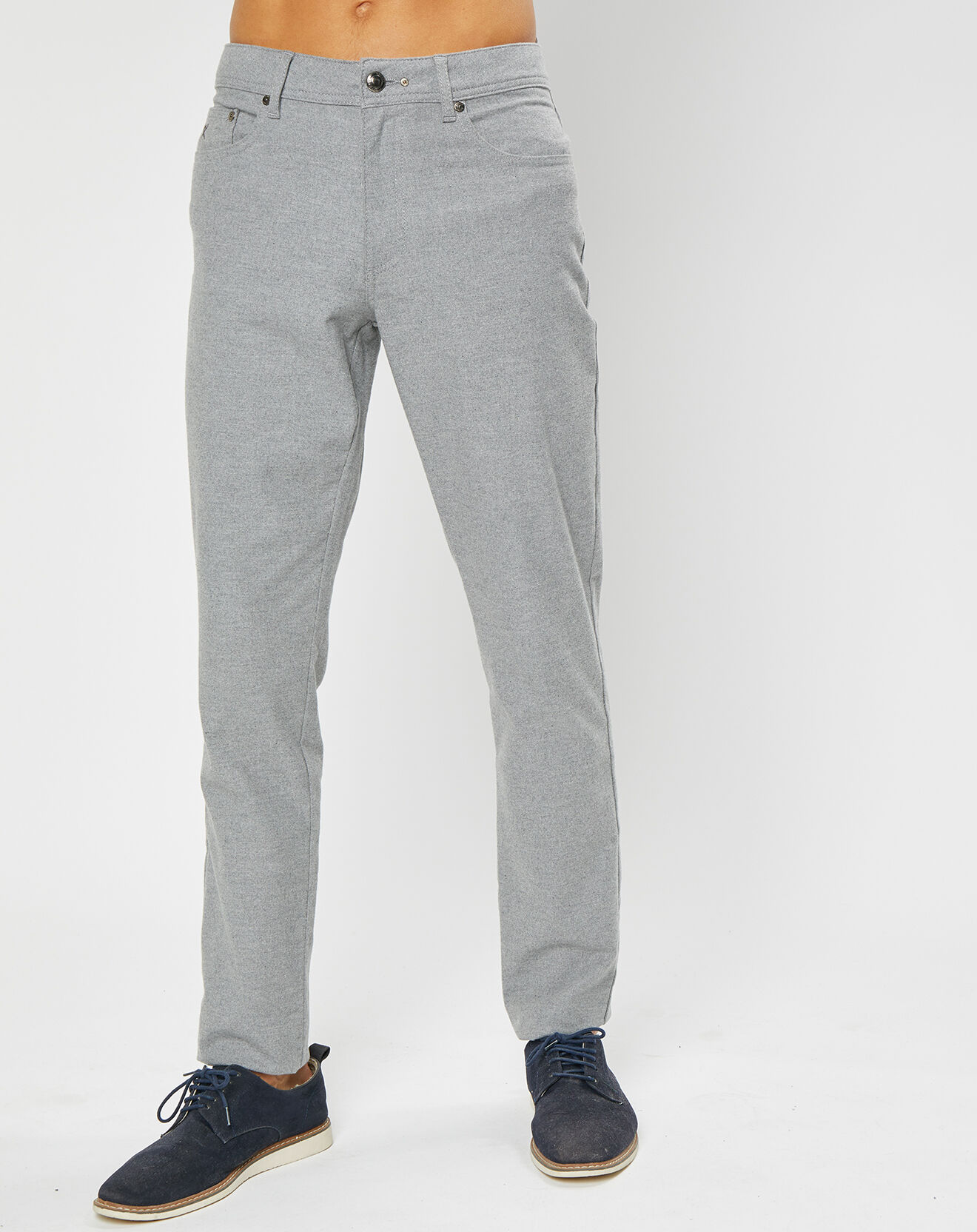 Hackett London Pantalon en Flanelle 5 Poches gris