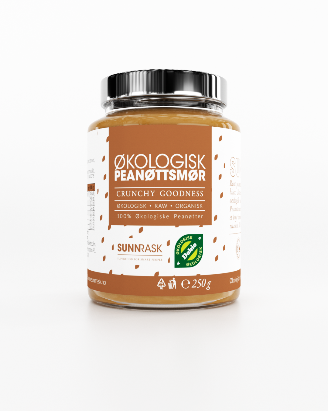 SunnRask Økologisk Crunchy Peanøttsmør 250g