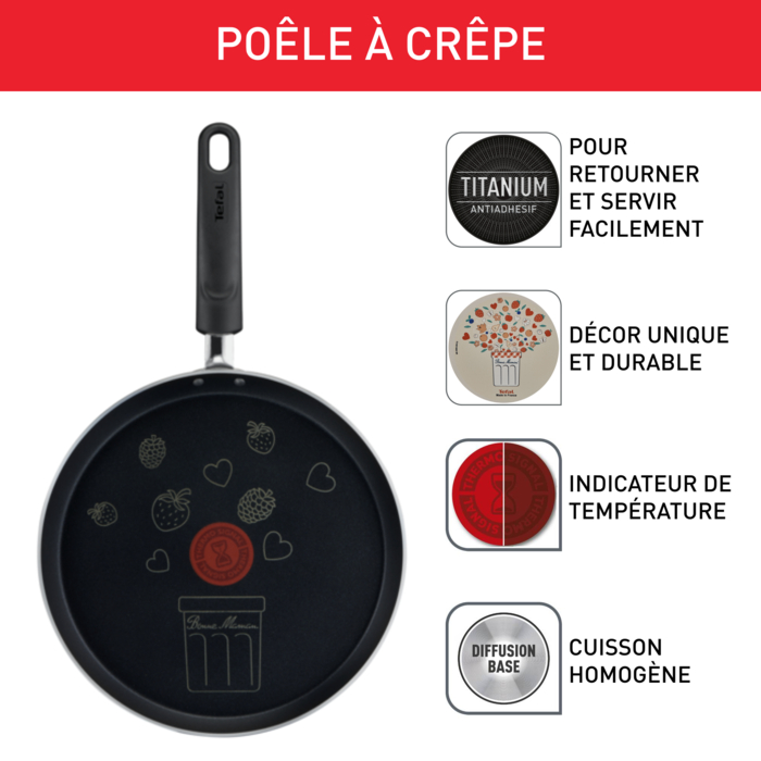 Tefal Bonne Maman Poêle à crêpe 25 cm