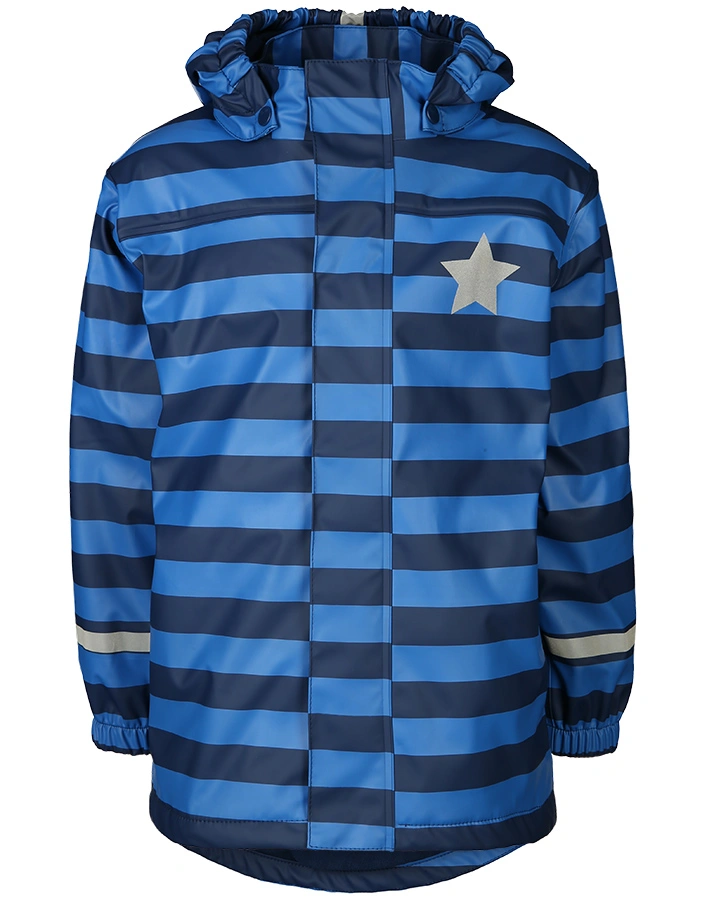 Regenjacke RAINDROP gestreift mit Innenfleece in blau