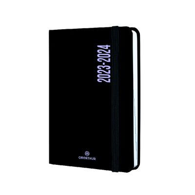 Agenda à élastique Alabama - 1 jour par page - 12,5 x 17,5 cm - noir et lilas - Oberthur