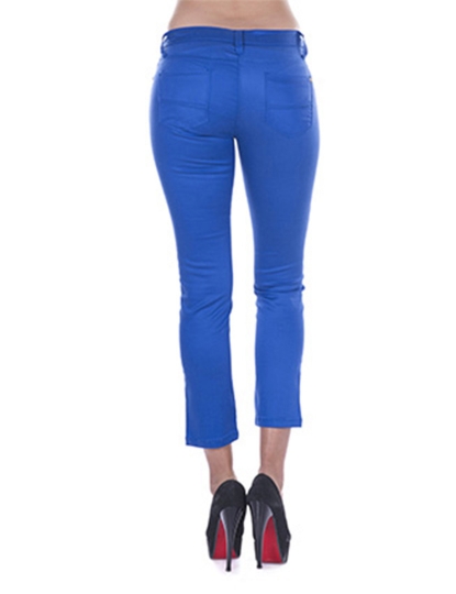 Ladies Short Skinny Jeans Sax Blue