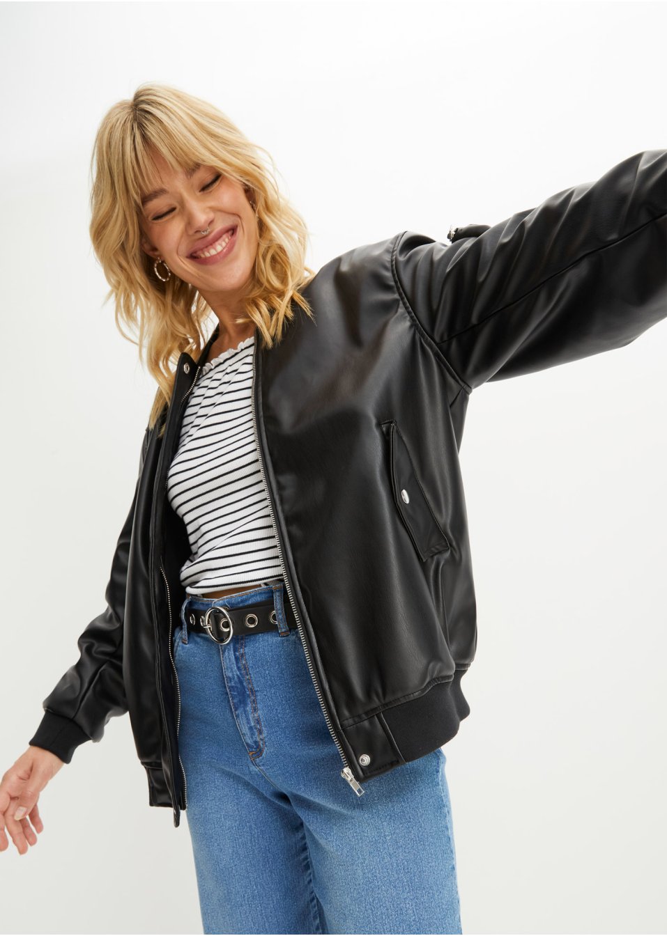 Veste biker PU oversize