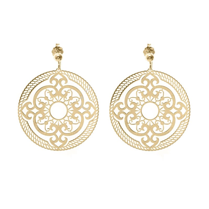 Boucles D'oreilles Argent Rosace Doré