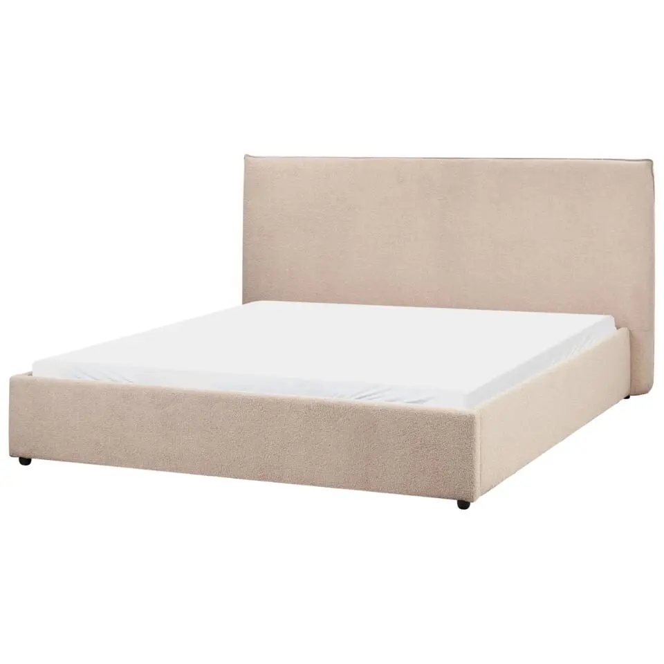LAVAUR - Tweepersoonsbed - Taupe - 160 x 200 cm - Bouclé