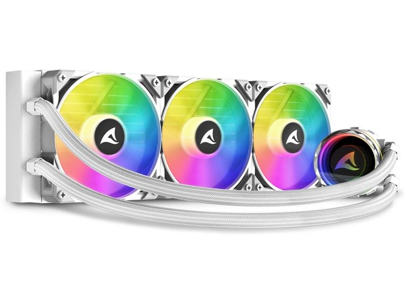 Sharkoon Wasserkühlung S90 RGB Weiss Kompakte All-in-One-Wasserkühlung mit einem 360-Millimeter-Radiator