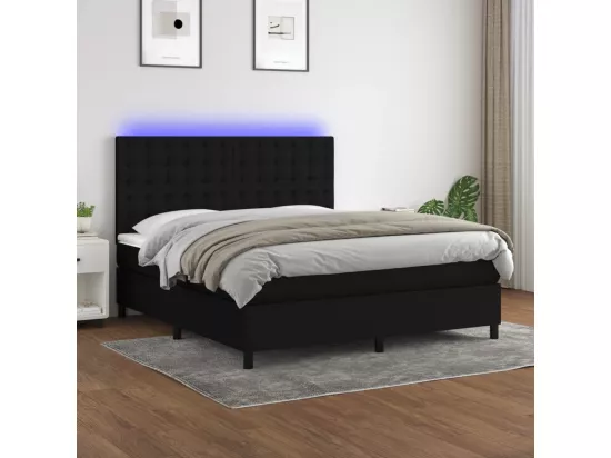 Sommier tapissier avec matelas et LED Noir 180x200 cm Tissu
