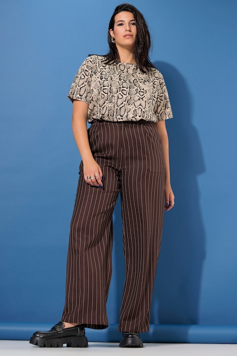 Hose, High Waist, weites Bein, Schimmer, Nadelstreifen